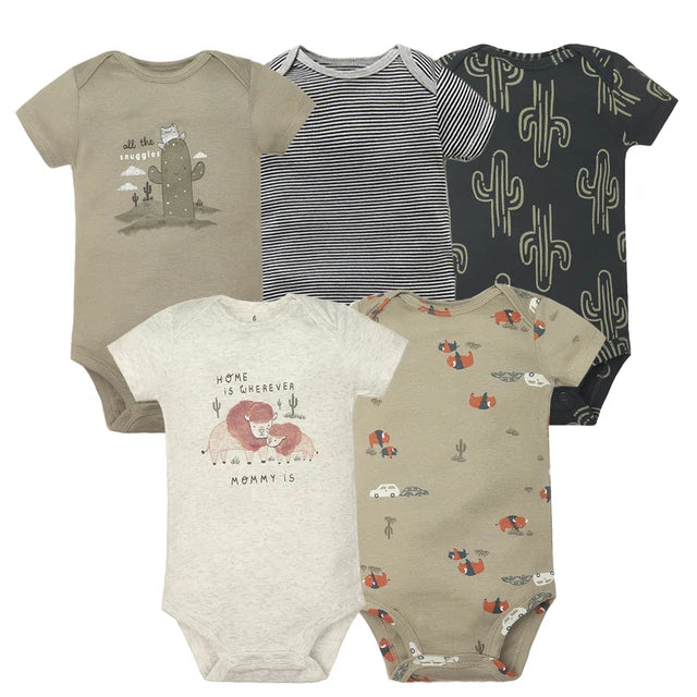 5PCS/Lot Baby Boys Girls Bodysuits 100% Cotton