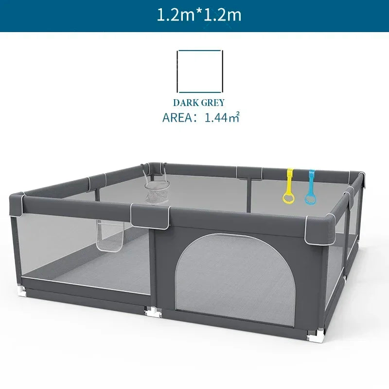 IMBABY Grey corral for Baby with Protective Angle Baby Playground