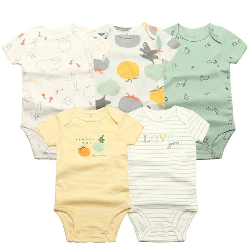 5PCS/Lot Baby Boys Girls Bodysuits 100% Cotton