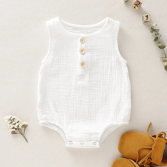 Summer Infant Baby Boys Girls Romper Muslin Sleeveless