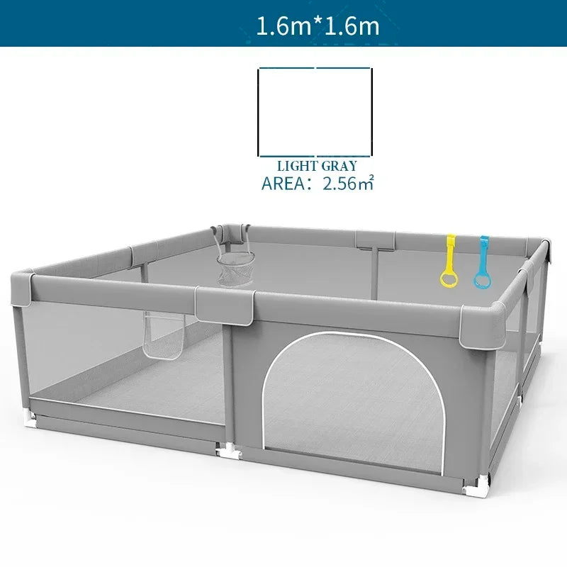 IMBABY Grey corral for Baby with Protective Angle Baby Playground