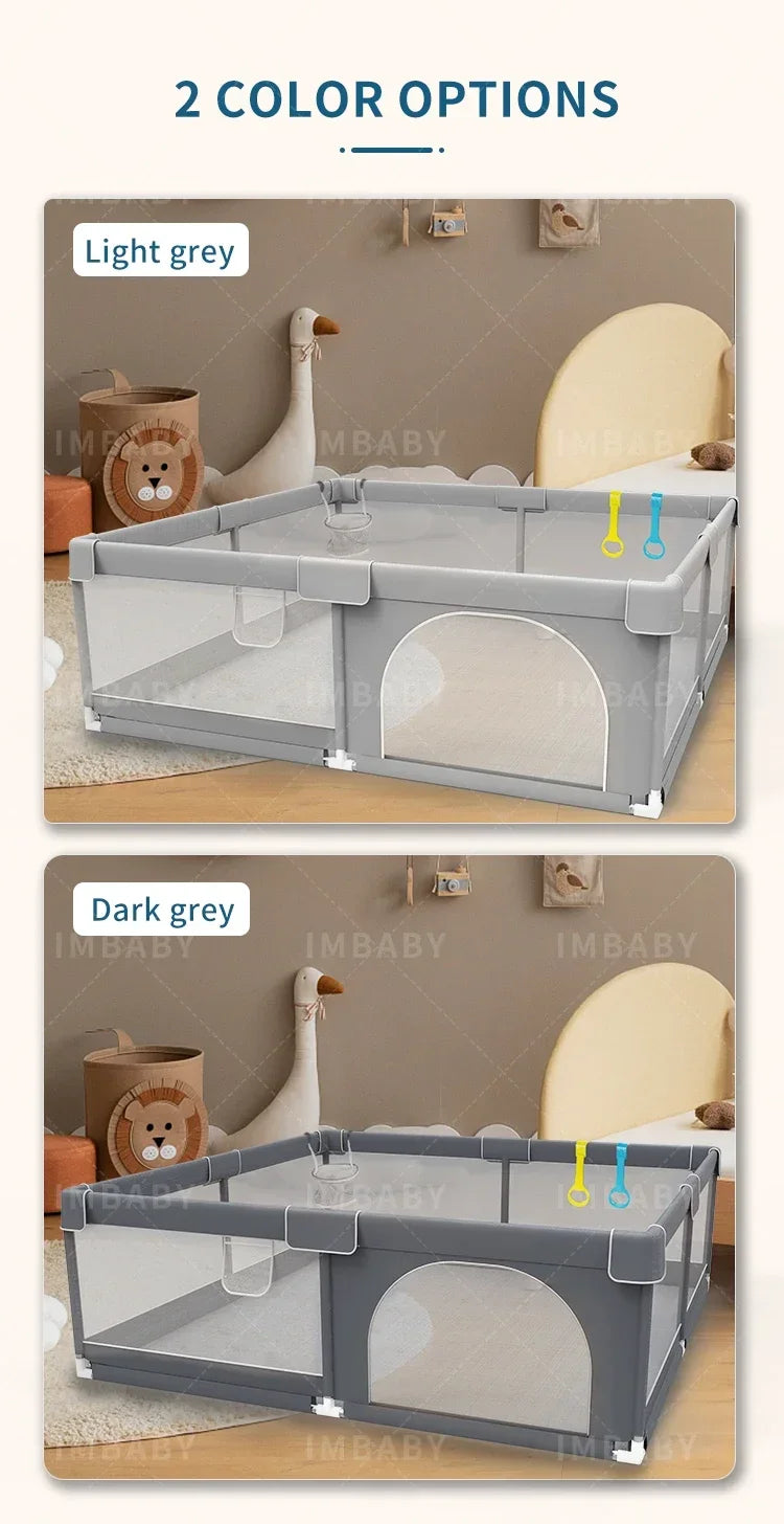 IMBABY Grey corral for Baby with Protective Angle Baby Playground