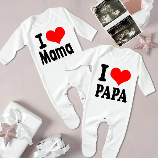 I Love Papa Mama Baby Babygrow Sleepsuit Baby