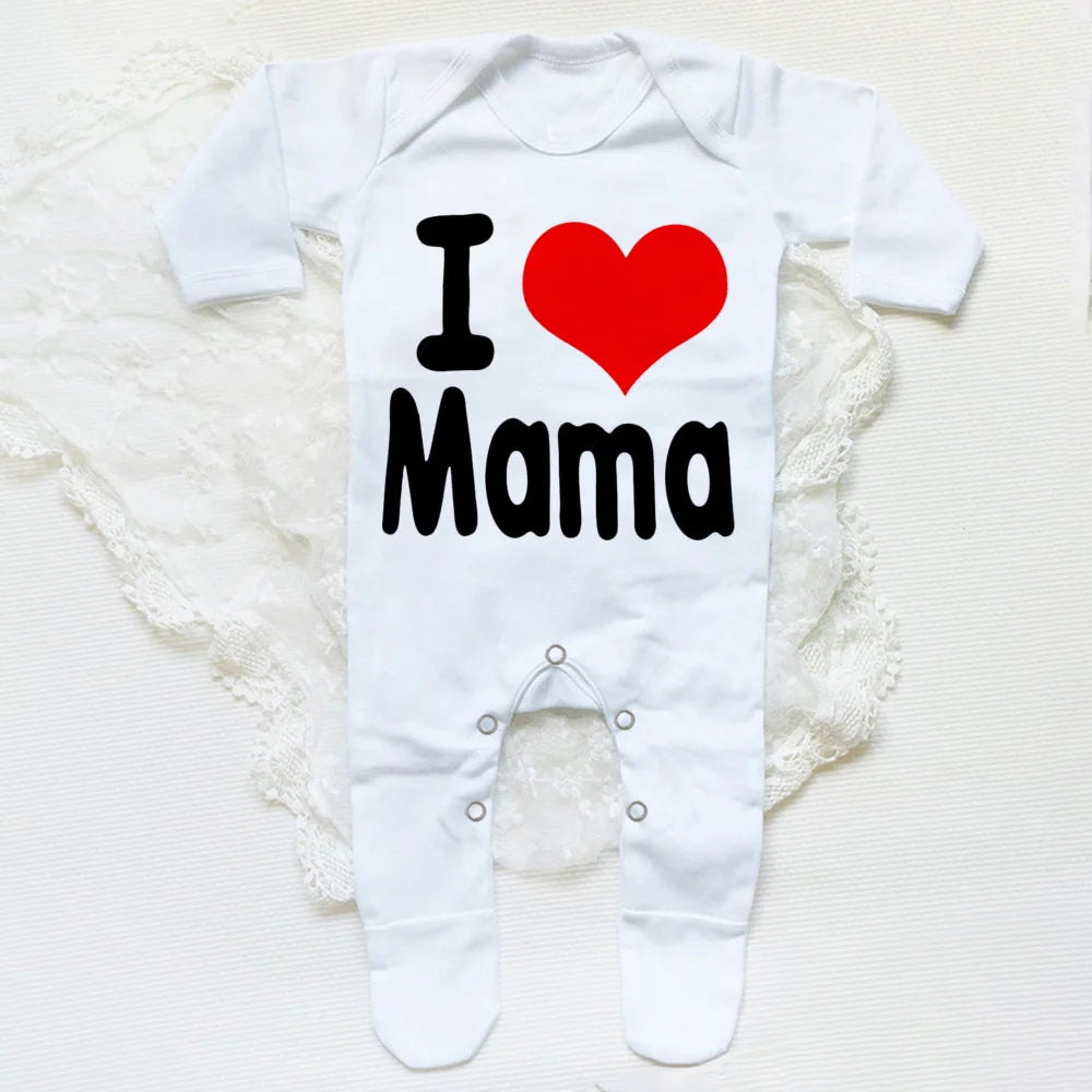 I Love Papa Mama Baby Babygrow Sleepsuit Baby