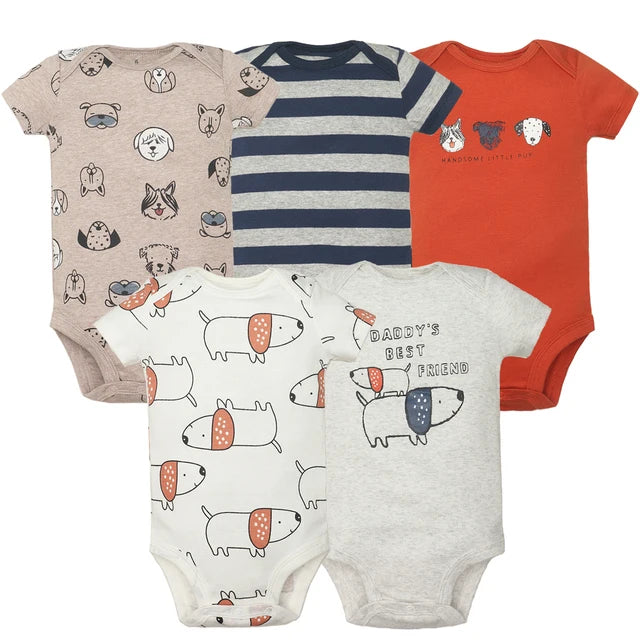 5PCS/Lot Baby Boys Girls Bodysuits 100% Cotton