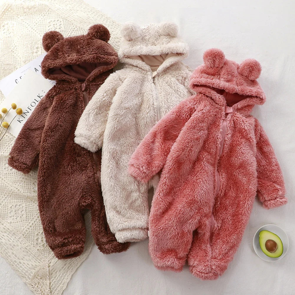 Winter Baby Clothes Cute Cartoon Bear Baby Rompers