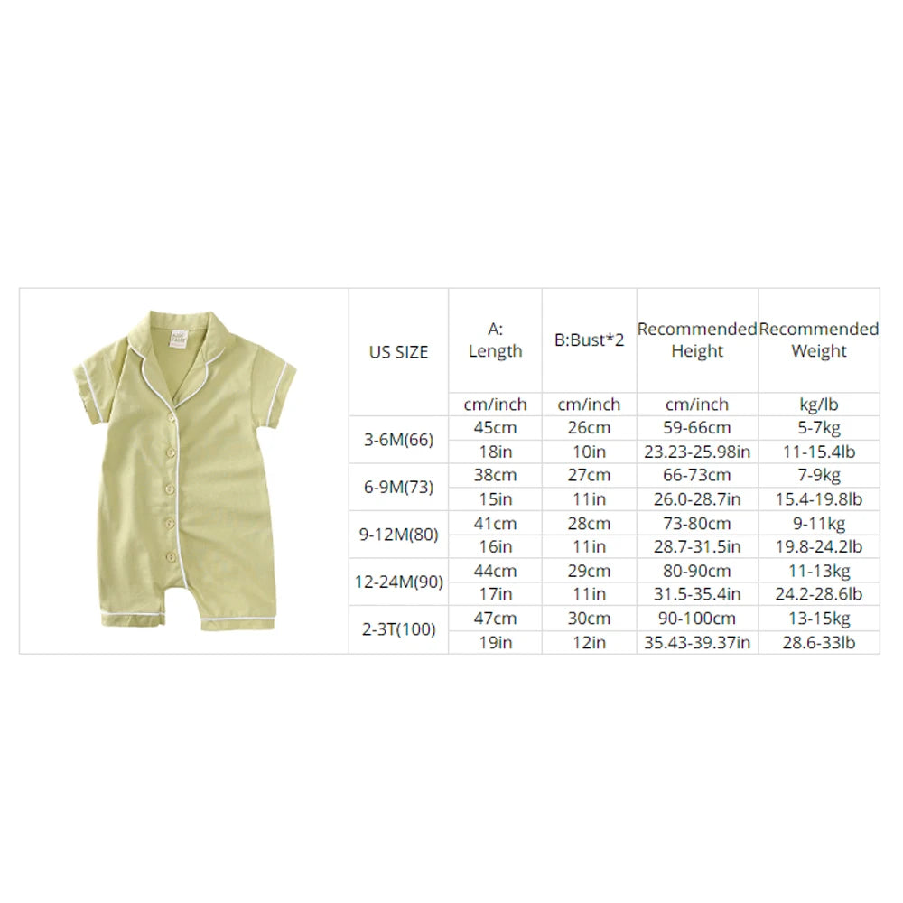 Summer Newborn Baby Romper Pajamas