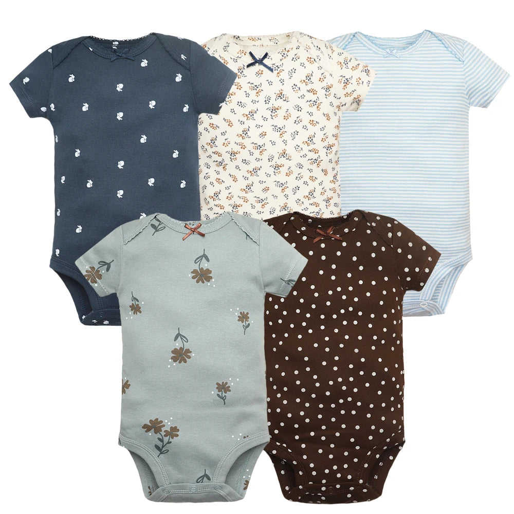 5PCS/Lot Baby Boys Girls Bodysuits 100% Cotton