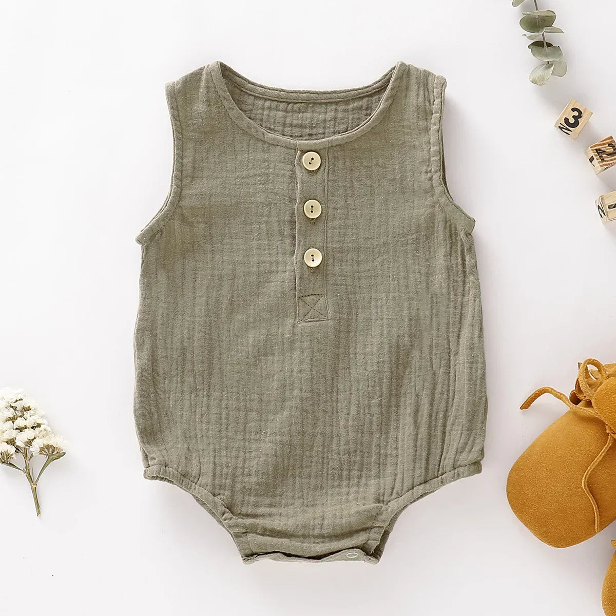 Summer Infant Baby Boys Girls Romper Muslin Sleeveless