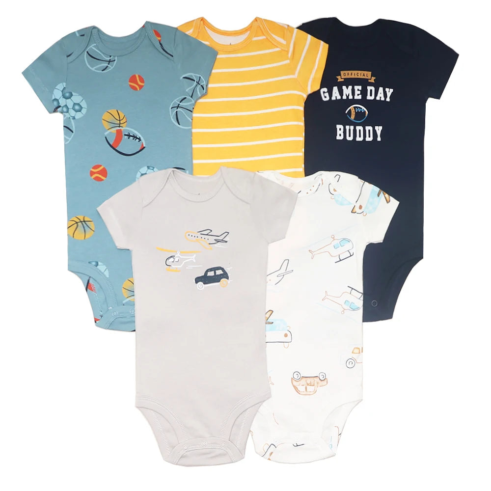5PCS/Lot Baby Boys Girls Bodysuits 100% Cotton
