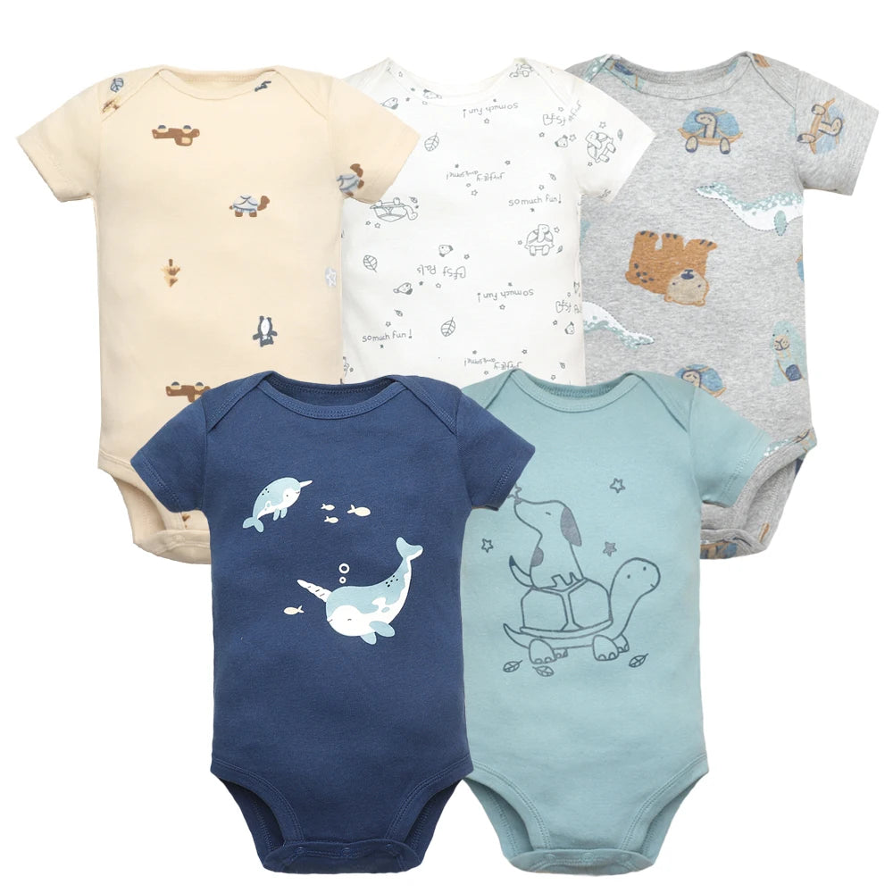 5PCS/Lot Baby Boys Girls Bodysuits 100% Cotton