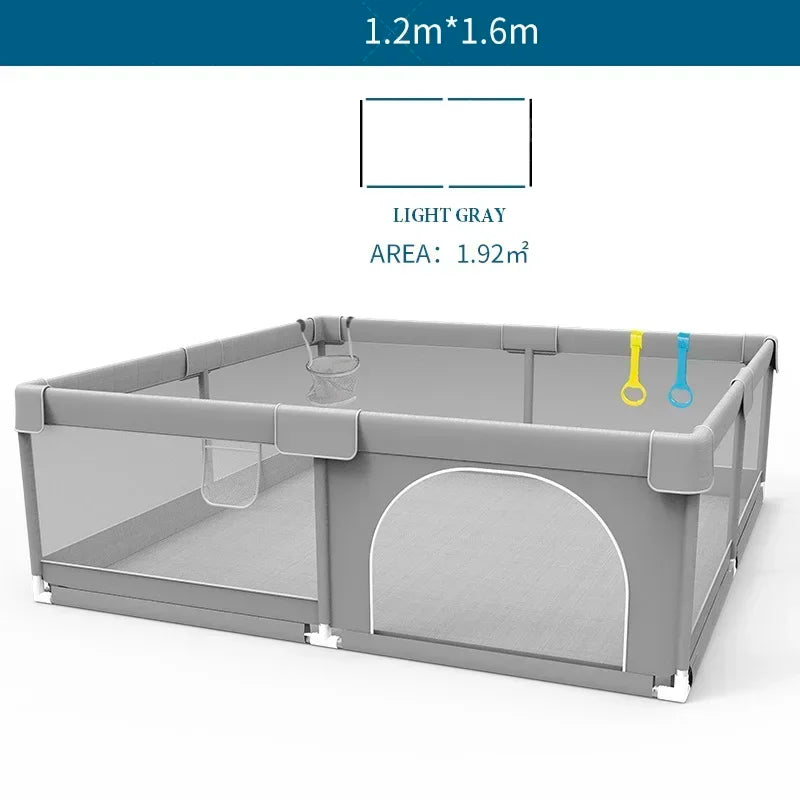 IMBABY Grey corral for Baby with Protective Angle Baby Playground