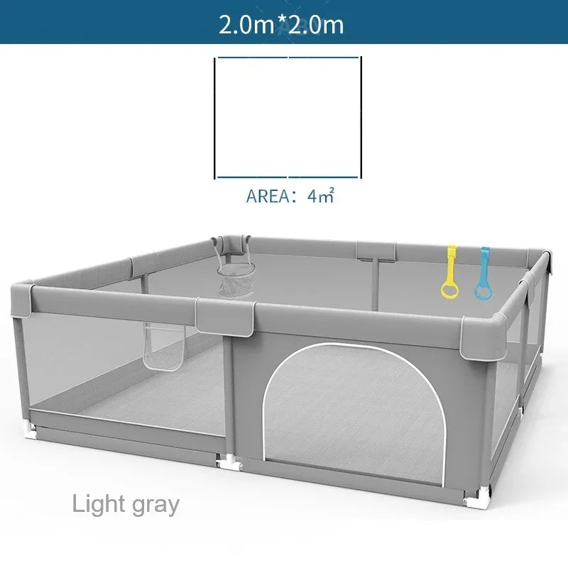 IMBABY Grey corral for Baby with Protective Angle Baby Playground