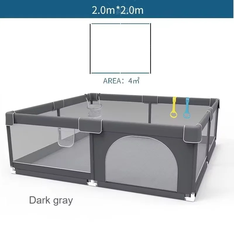 IMBABY Grey corral for Baby with Protective Angle Baby Playground