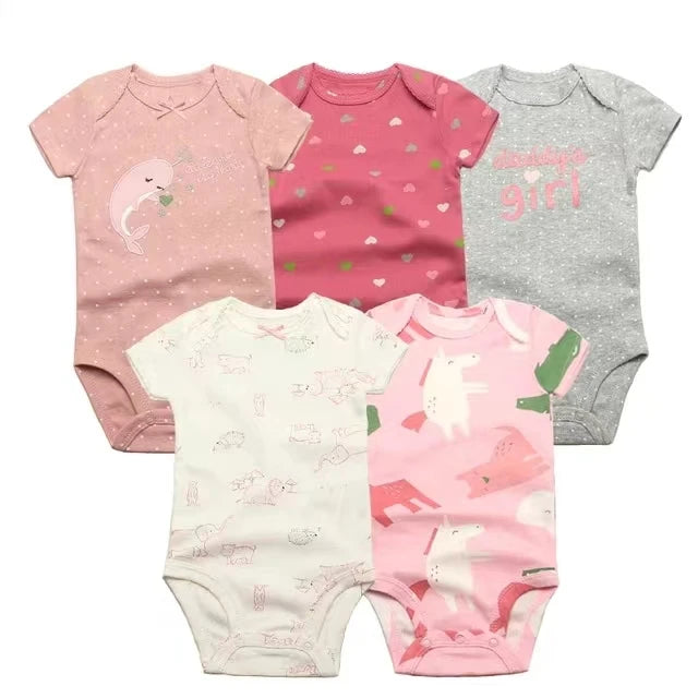 5PCS/Lot Baby Boys Girls Bodysuits 100% Cotton