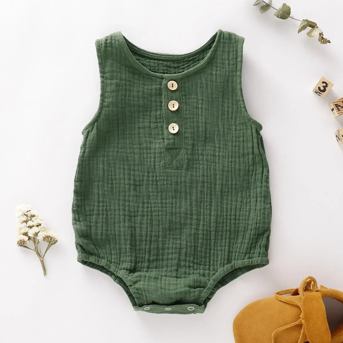 Summer Infant Baby Boys Girls Romper Muslin Sleeveless