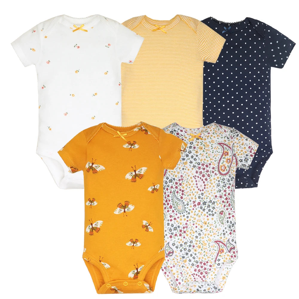 5PCS/Lot Baby Boys Girls Bodysuits 100% Cotton