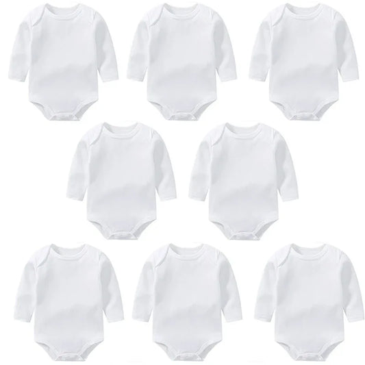 3/8PCS/LOT Long Sleeved Baby Bodysuits 100% Cotton