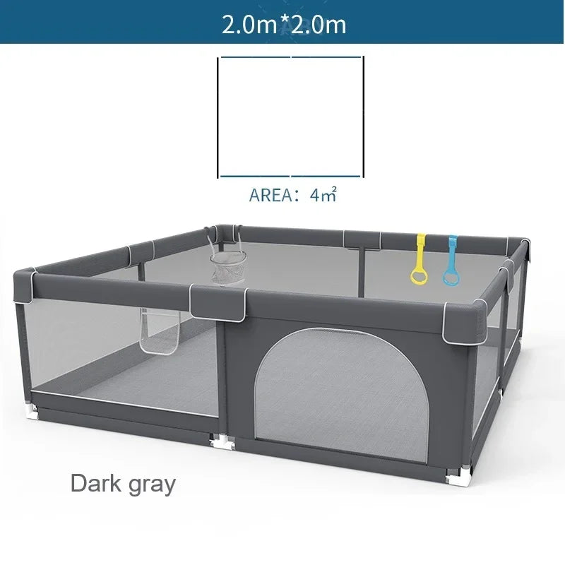 IMBABY Grey corral for Baby with Protective Angle Baby Playground