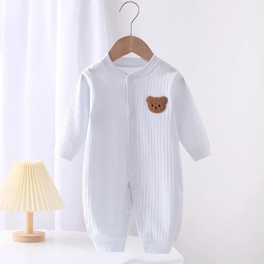 Autumn Baby Romper Solid Color Bear Jumpsuit 0-18M