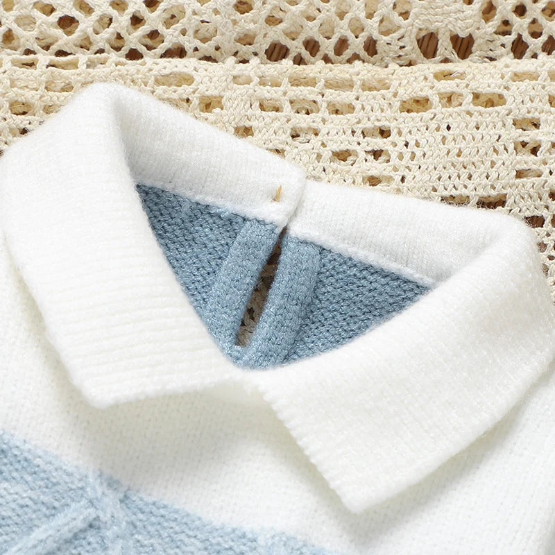 Newborn Baby Romper Knitted Infant Fashion Striped 0-9M Overalls Long Sleeve Autumn Foot Wrap