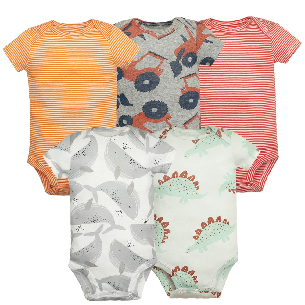 5PCS/Lot Baby Boys Girls Bodysuits 100% Cotton