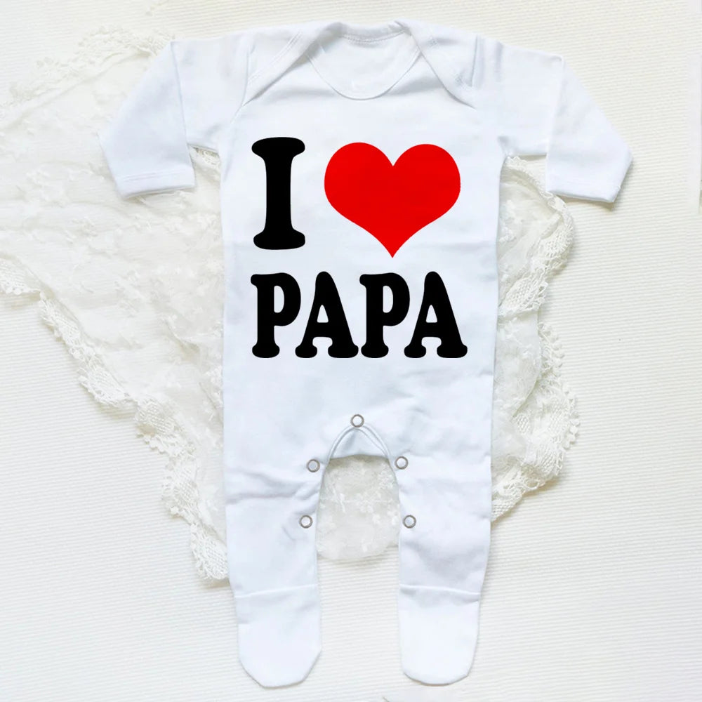 I Love Papa Mama Baby Babygrow Sleepsuit Baby