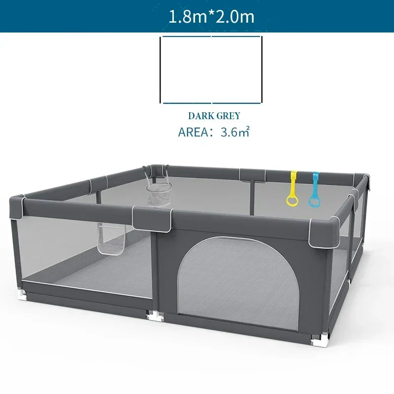 IMBABY Grey corral for Baby with Protective Angle Baby Playground