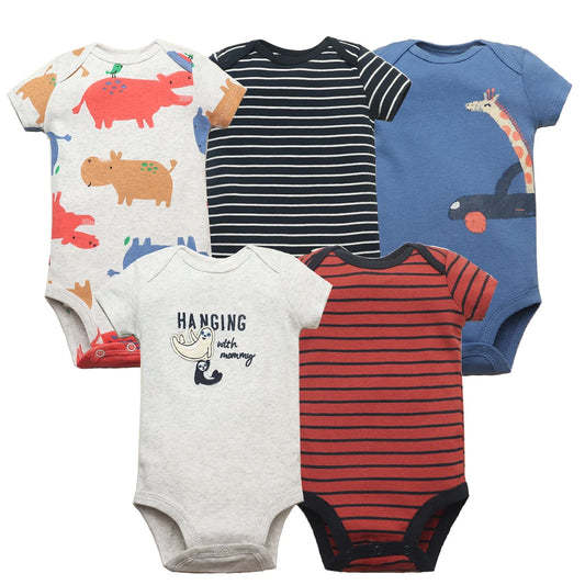 5PCS/Lot Baby Boys Girls Bodysuits 100% Cotton