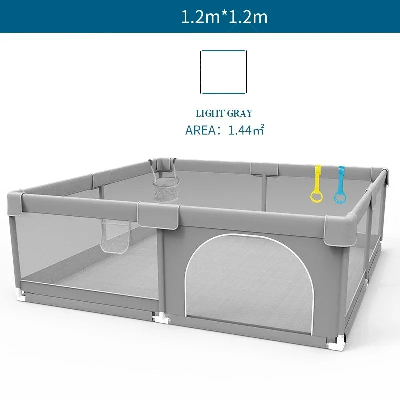 IMBABY Grey corral for Baby with Protective Angle Baby Playground