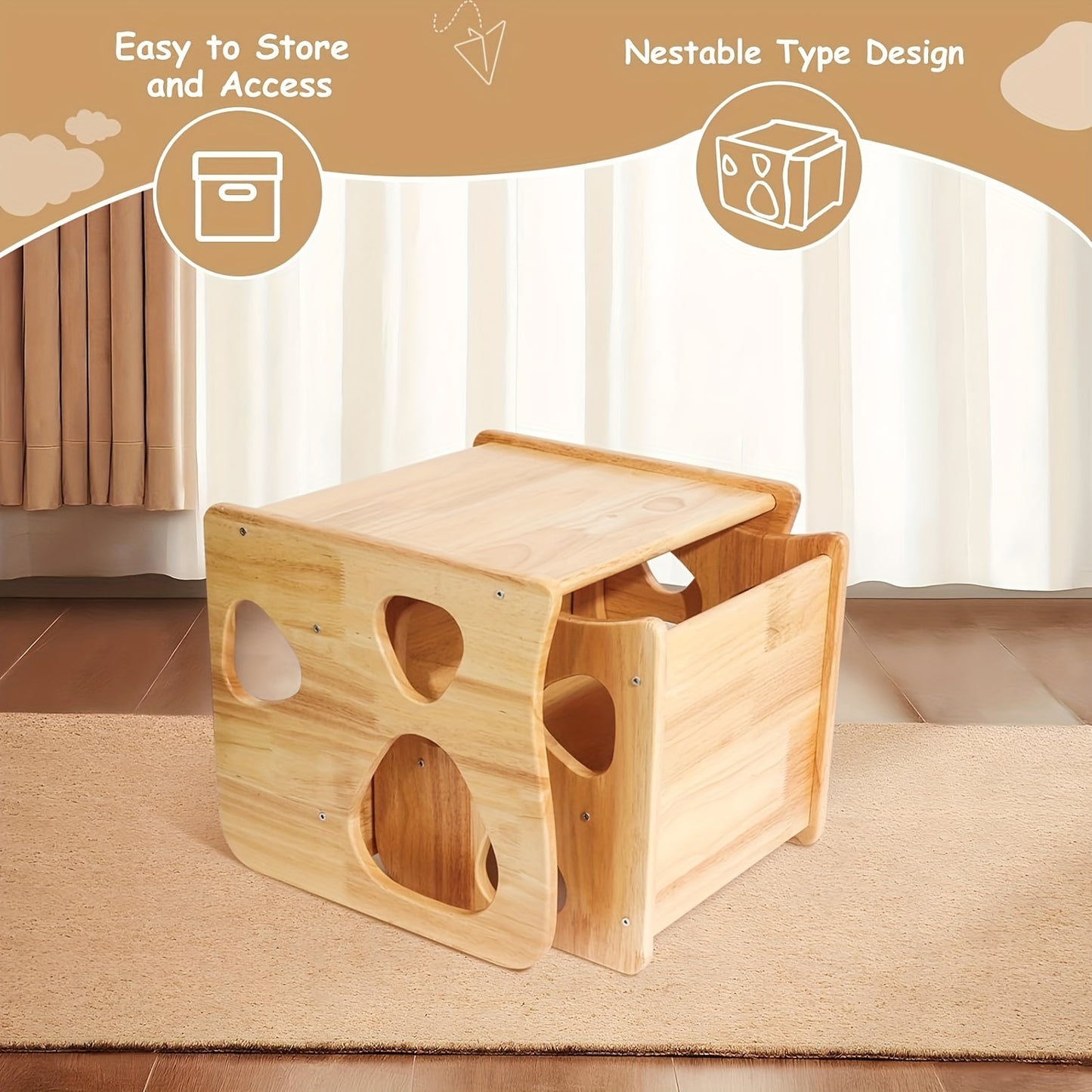 Rubberwood Toddler Table and Chair Set – Folding Kids Furniture