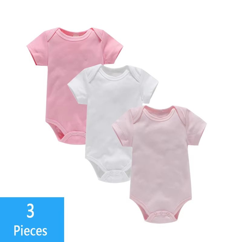 3Pcs/Lot Baby Clothes Boy/Girl Baby Bodysuit Summer Clothes Solid Color Romper Soft Cotton Jumpsuit for Newborns Clothing 2021